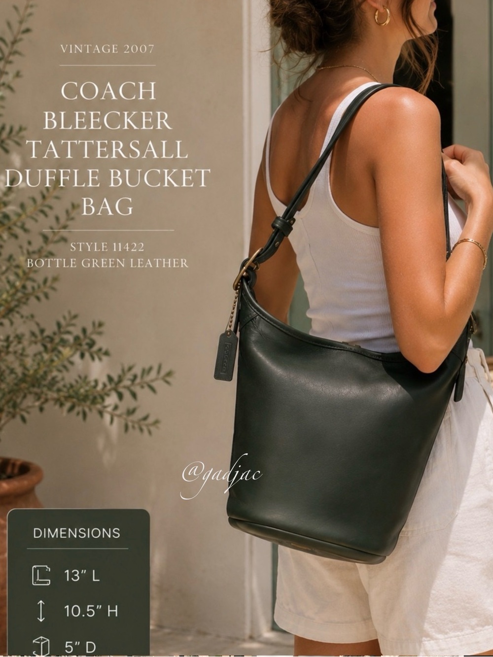Vintage 2007 Coach Bleecker Tattersall Duffle Bucket Bag | Bottle Green - Picture 16 of 16